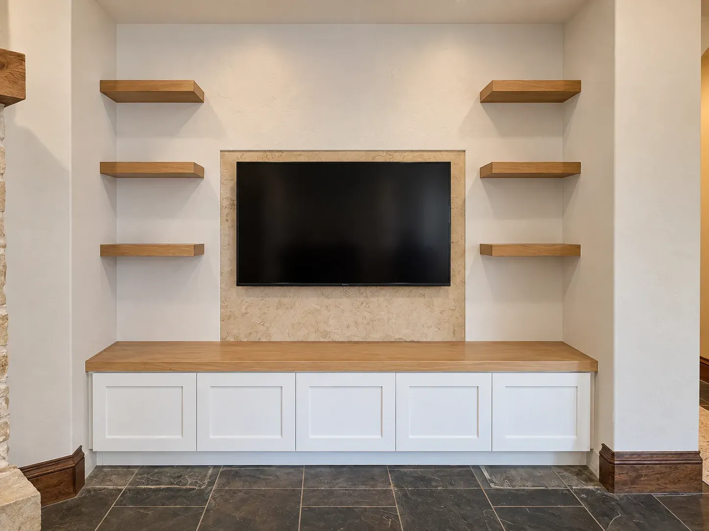 Floating Oak Media Wall