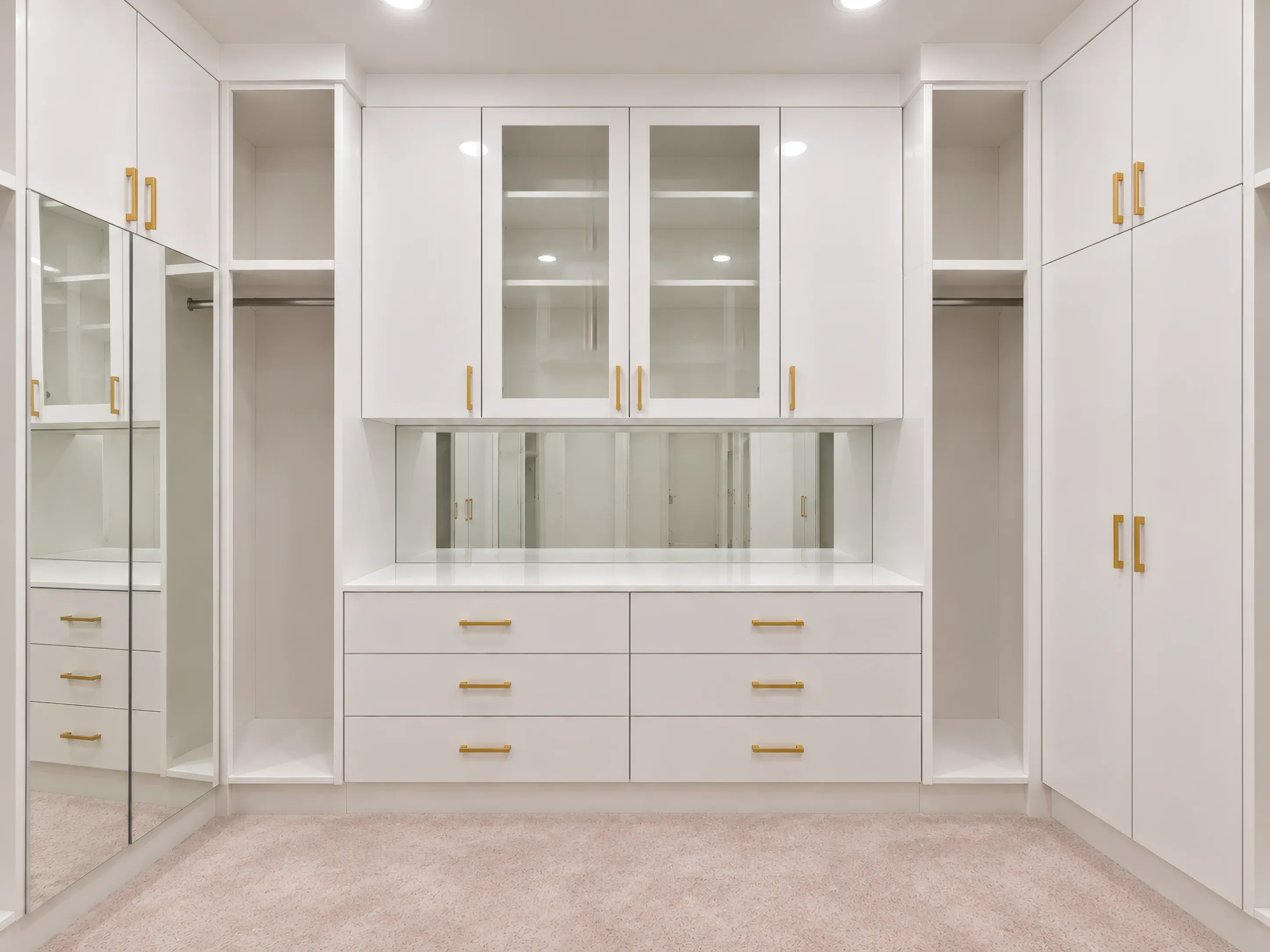 White & Gold Walk-In Closet