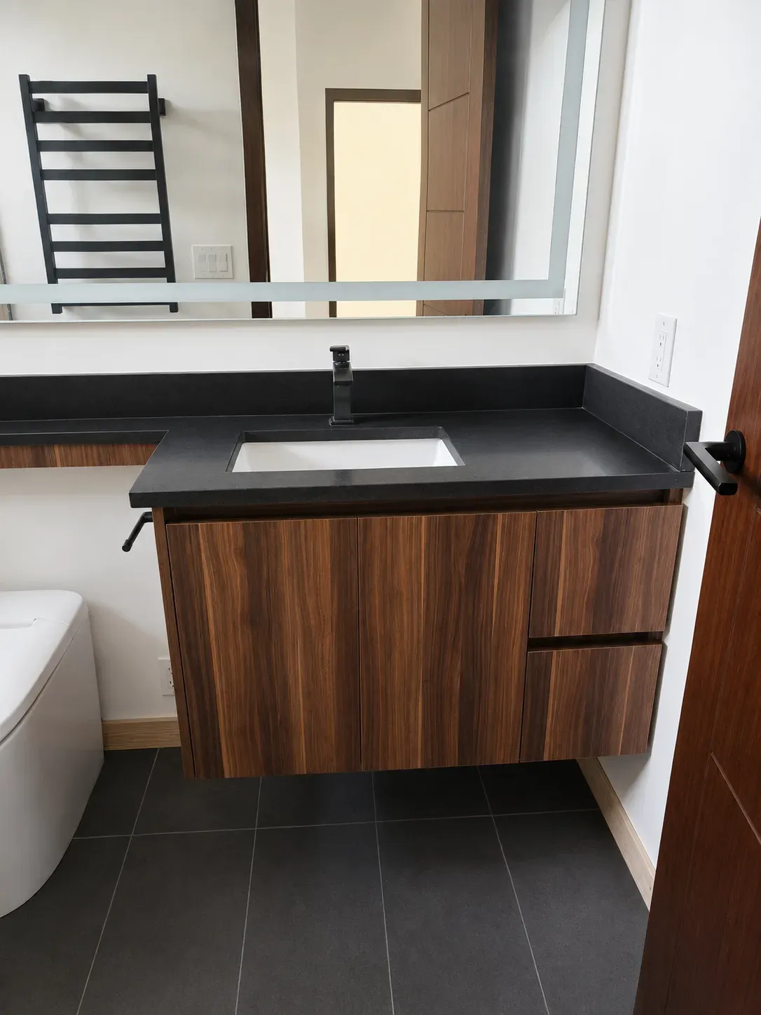 Modern Walnut Floating Vanity