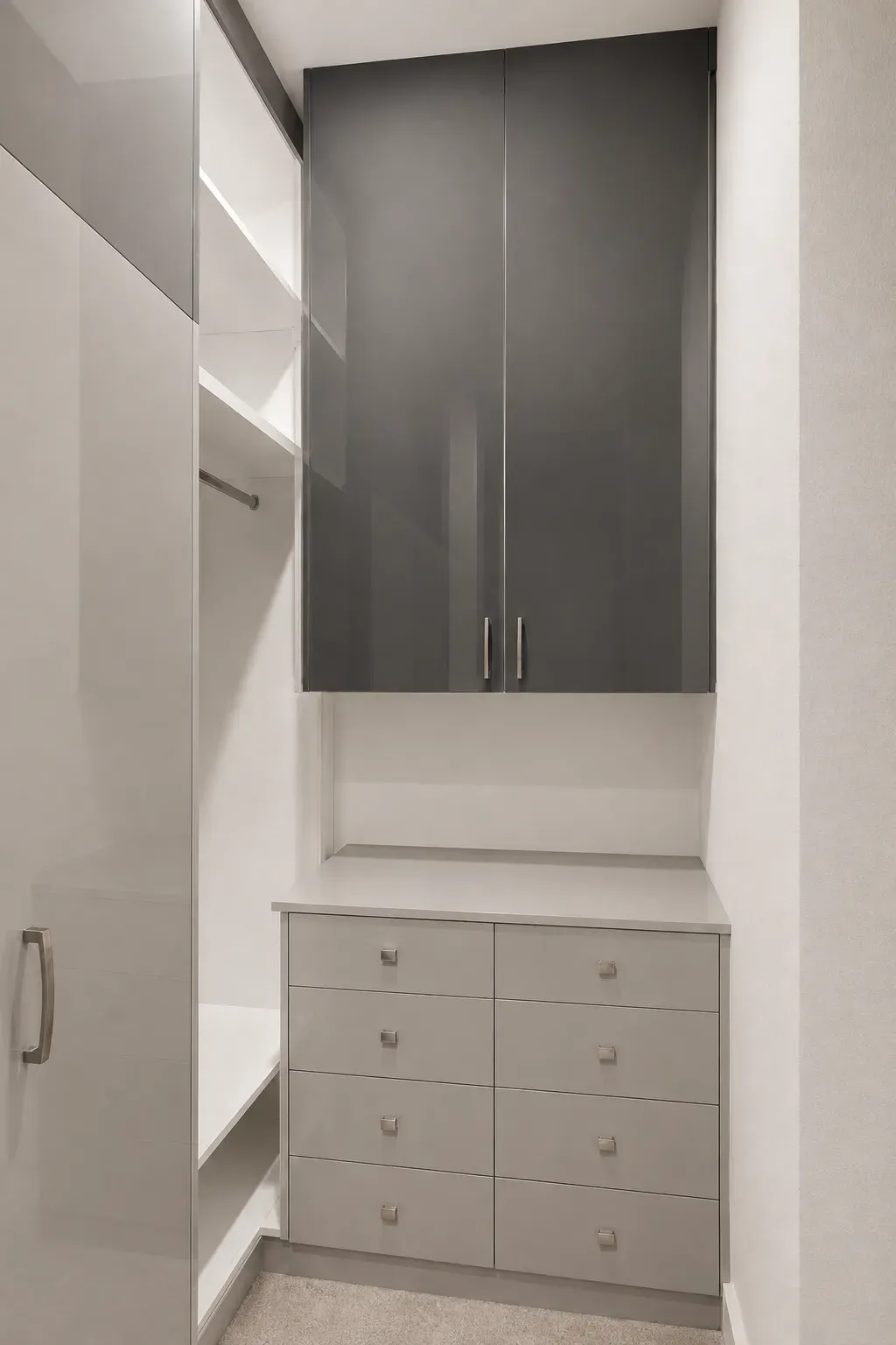 White and Dark Gray Walk-In Closet, detail 2