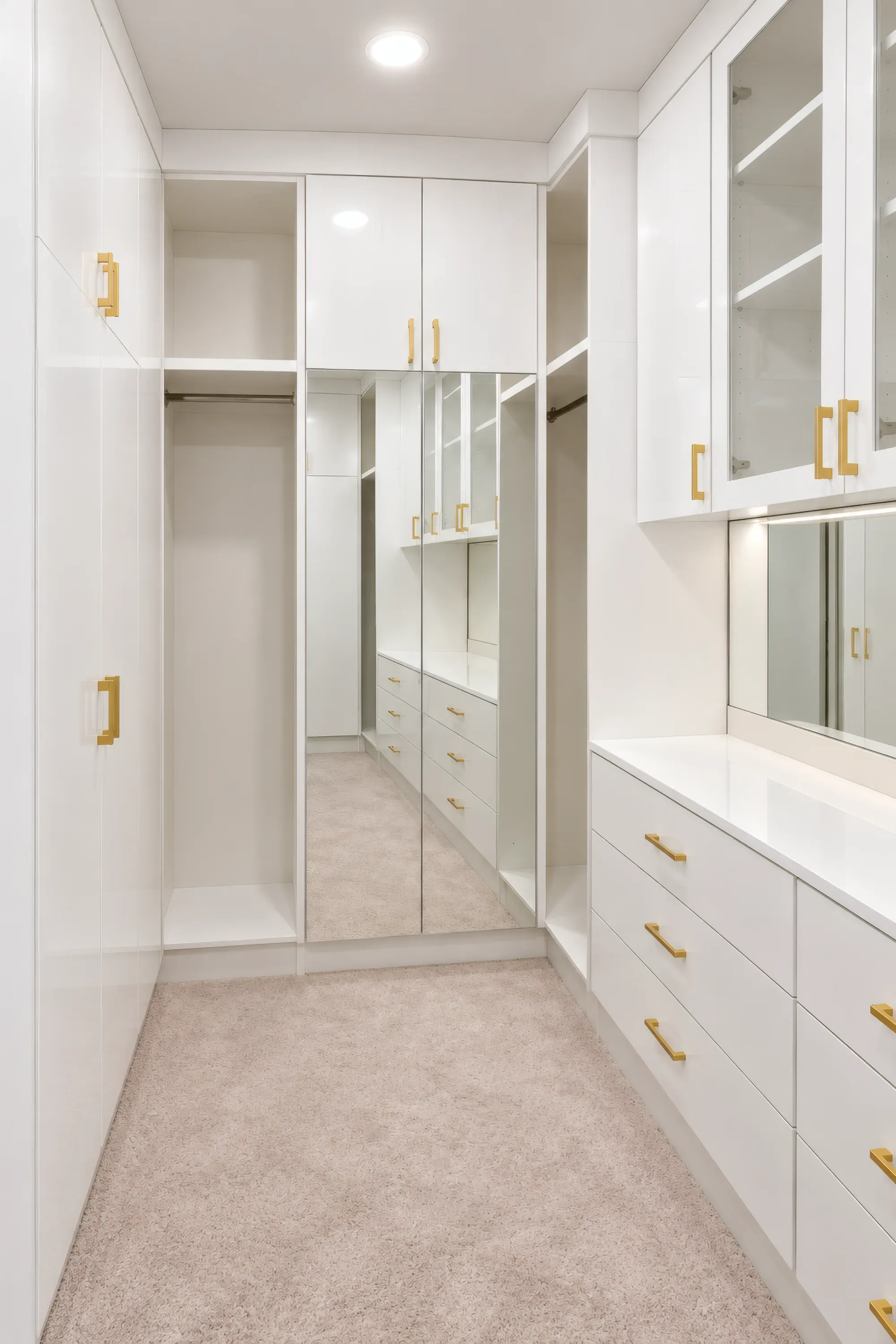 White & Gold Walk-In Closet, view 2