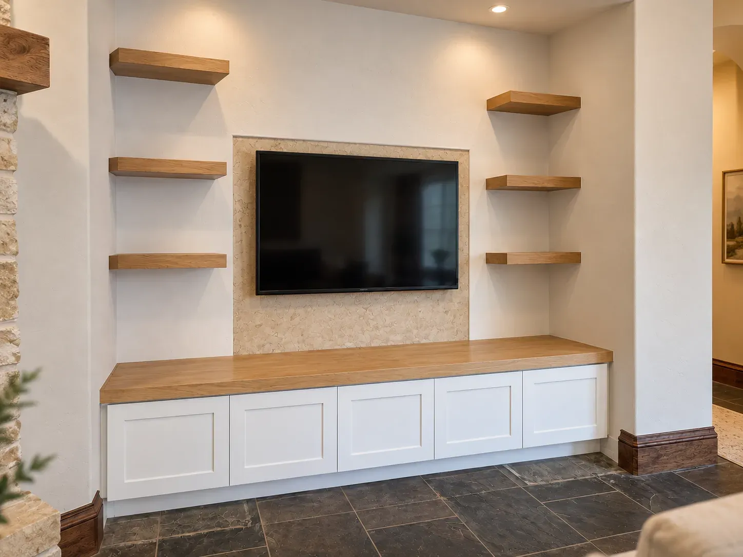 Floating Oak Media Wall, view 2