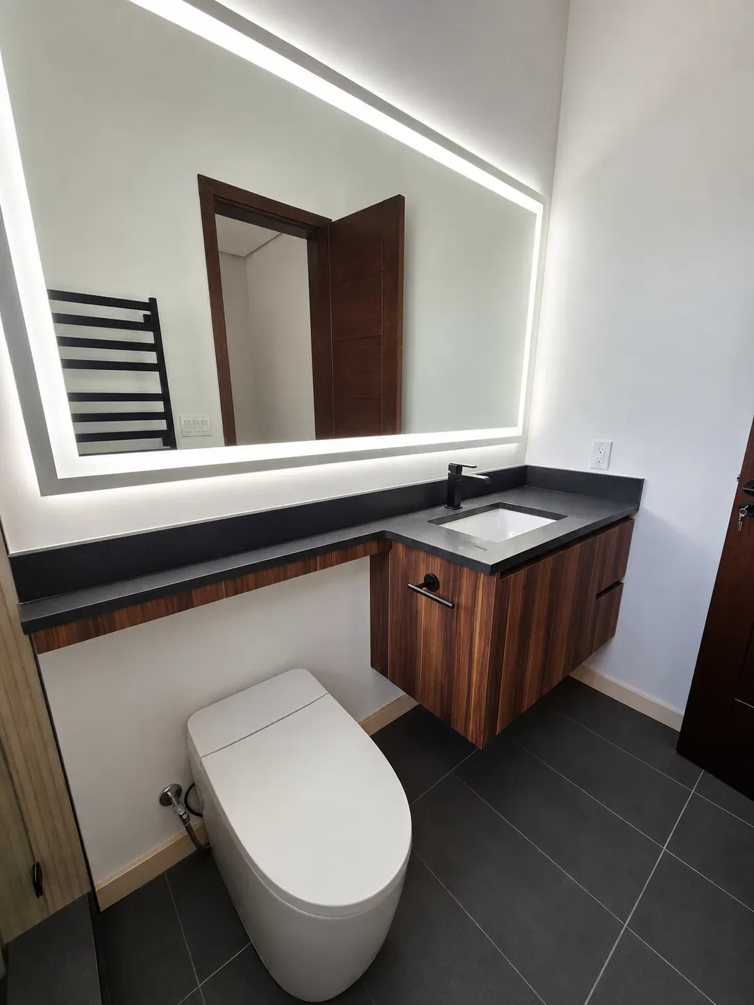 Modern Walnut Floating Vanity, detail 3