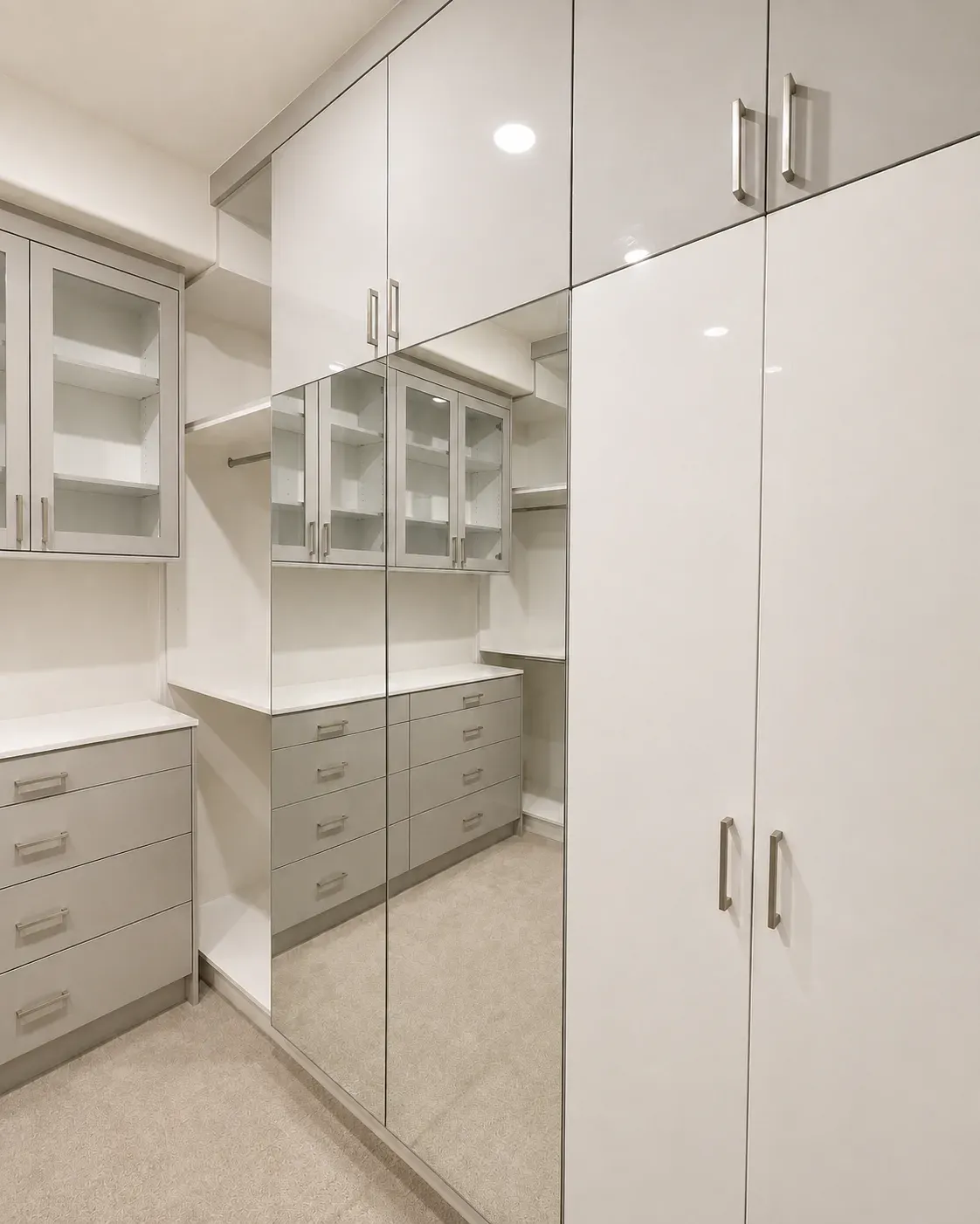 White and Light Gray Walk-In Closet, detail 4