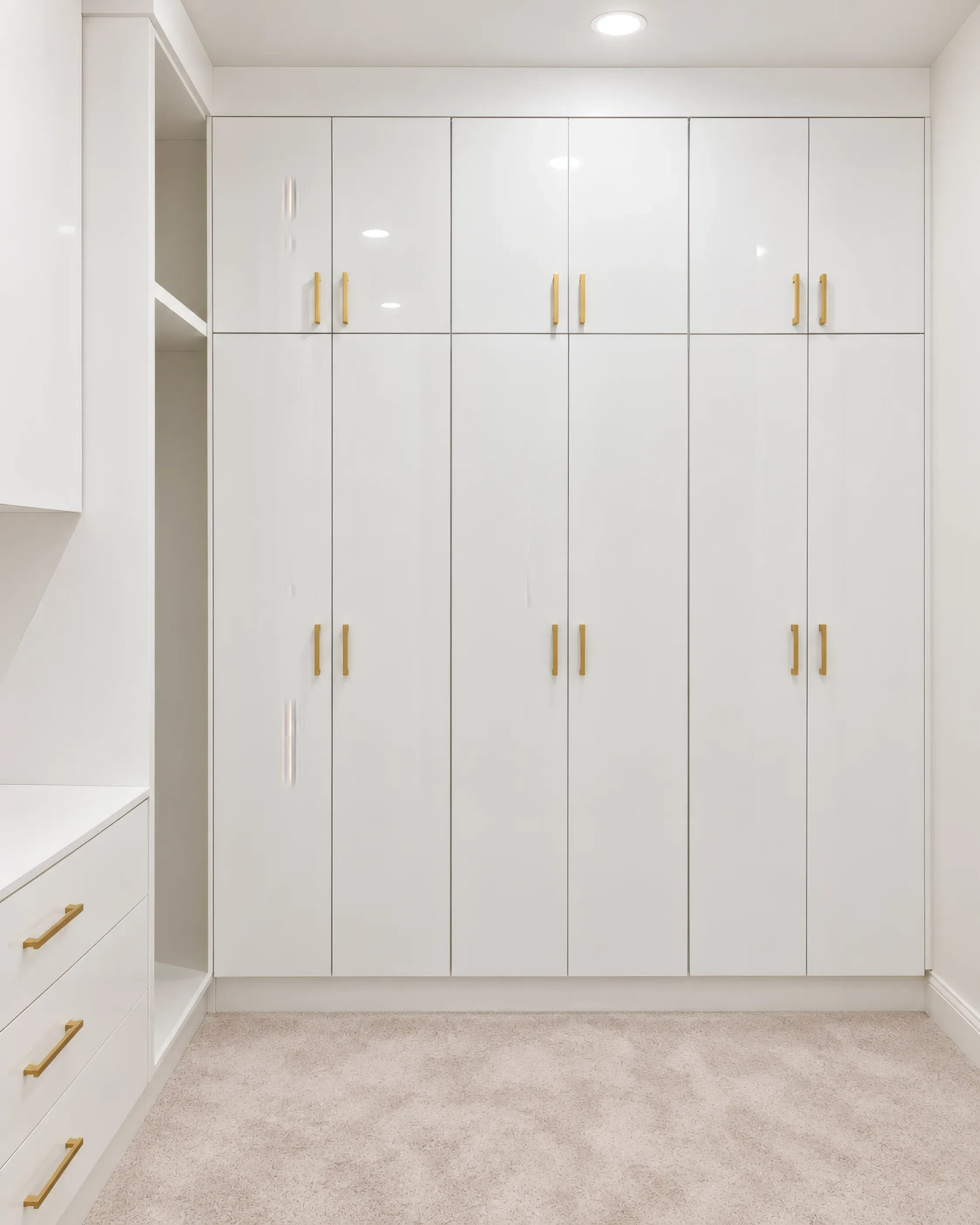 White & Gold Walk-In Closet, view 4